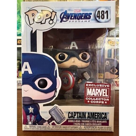 Funko POP! Captain America w/ Mjolnir Collector Corps Excl #481 in PROTECTOR - Picture 2 of 7